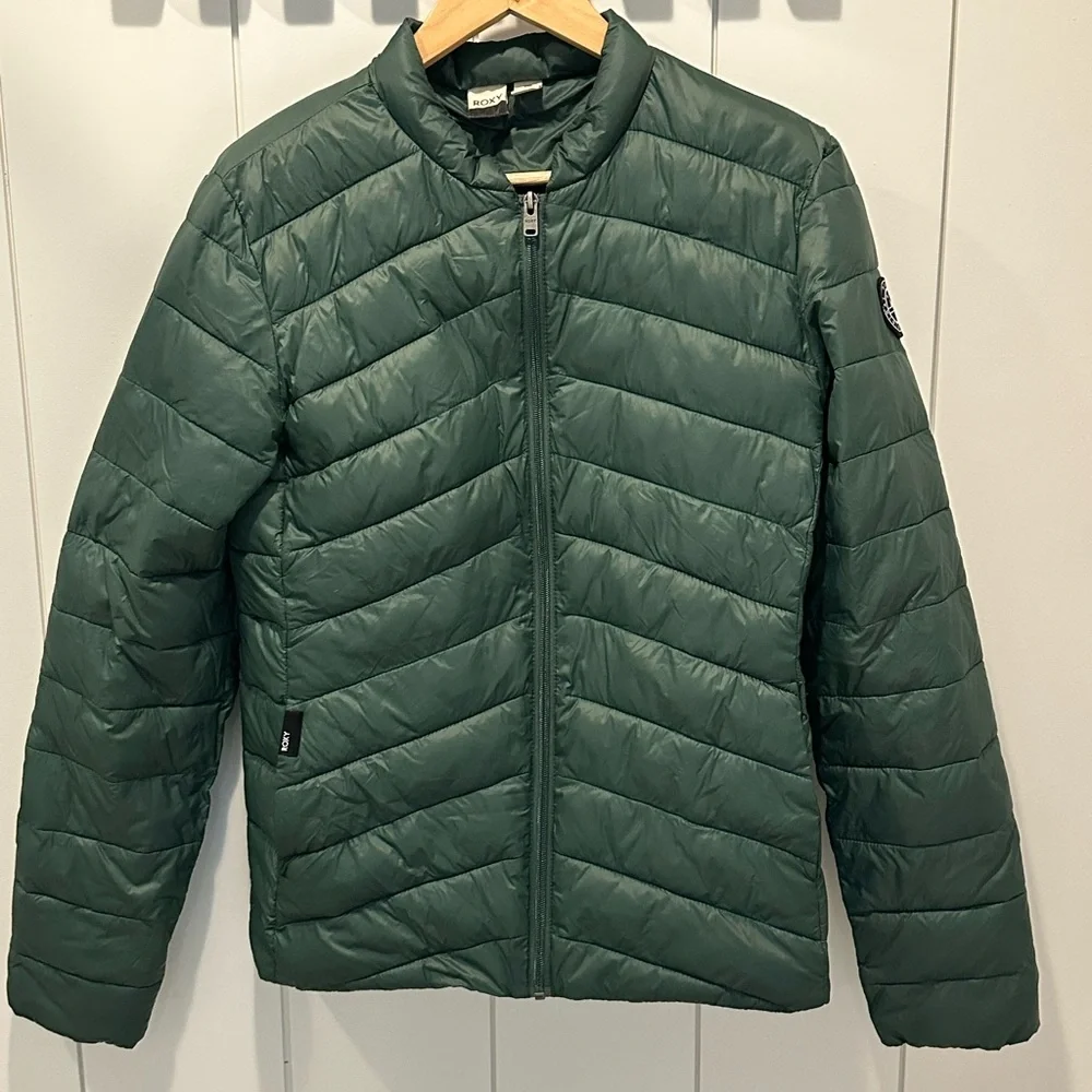 Green Quilted Roxy Puffer Jacket - Picture 1 of 6
